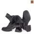 Черни елегантни дамски кожени боти с връзки и цип на ток 29214-1