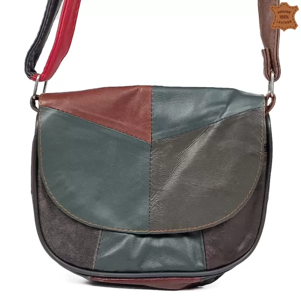 Малка кожена дамска чанта в тъмни пастелни цветове 73055-35