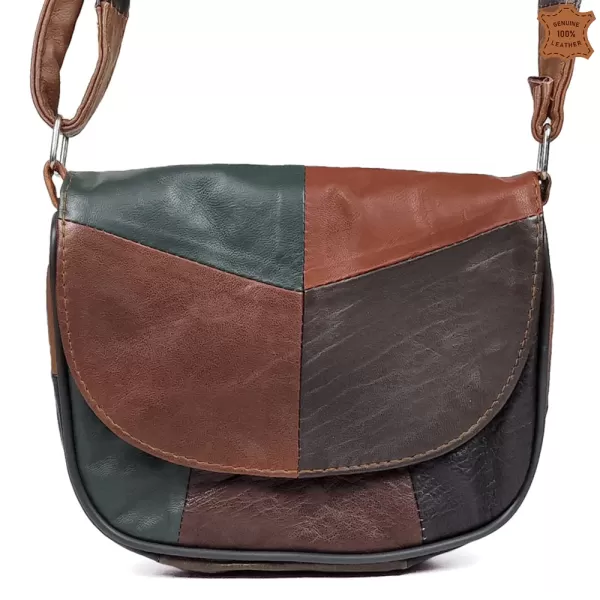 Малка кожена дамска чанта в тъмни пастелни цветове 73055-39