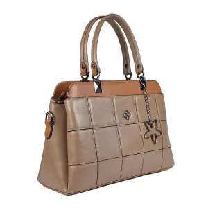 Елегантна дамска чанта в цвят каки и кафяво от еко кожа 73094-18