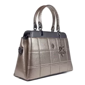 Елегантна дамска чанта в цвят графит от еко кожа 7...