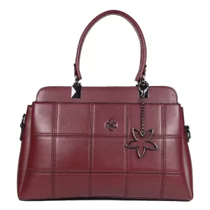 Елегантна дамска чанта в цвят бордо от еко кожа 73094-4