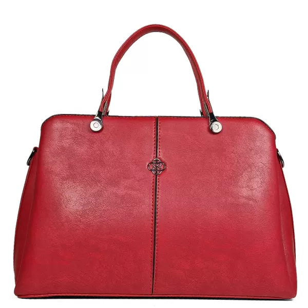 Изчистен модел дамска елегантна чанта от червена еко кожа 75063-5
