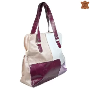 Среден размер кожена дамска чанта в пастелни цветове 75064-13