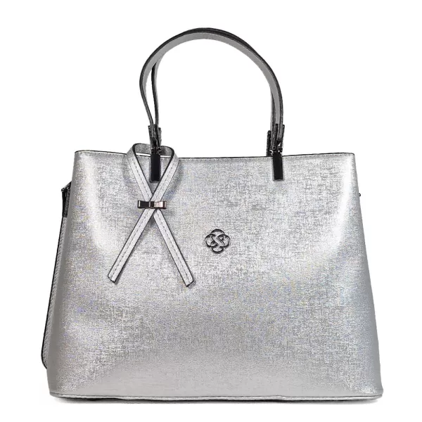 Сребриста дамска елегантна чанта от красива еко кожа 75084-2