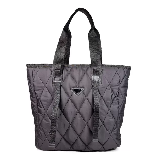 Голяма дамска чанта от черен текстил 75091-1