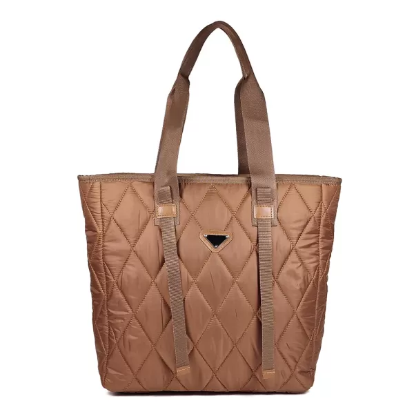 Голяма дамска чанта от кафяв текстил 75091-2