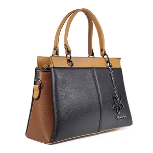 Елегантна дамска чанта от еко кожа в черно и кафяво 75094-7