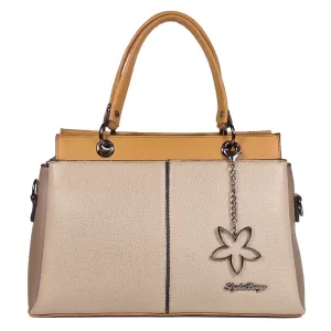 Елегантна дамска чанта от еко кожа в бежово 75094-...