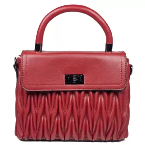 Дамска ежедневна чанта от еко кожа в червен цвят 7...