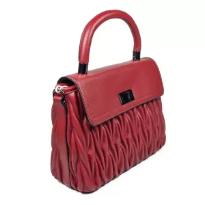 Дамска ежедневна чанта от еко кожа в червен цвят 7...