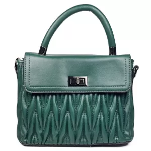 Дамска ежедневна чанта от еко кожа в зелен цвят 75...