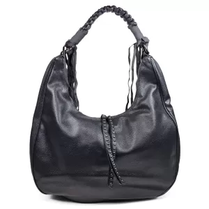 Дамска ефектна чанта тип торба в черен цвят 75113-...