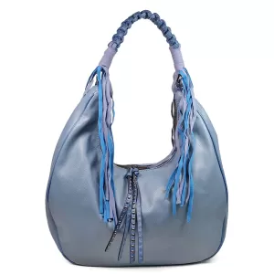 Дамска ефектна чанта тип торба в син цвят 75113-2...