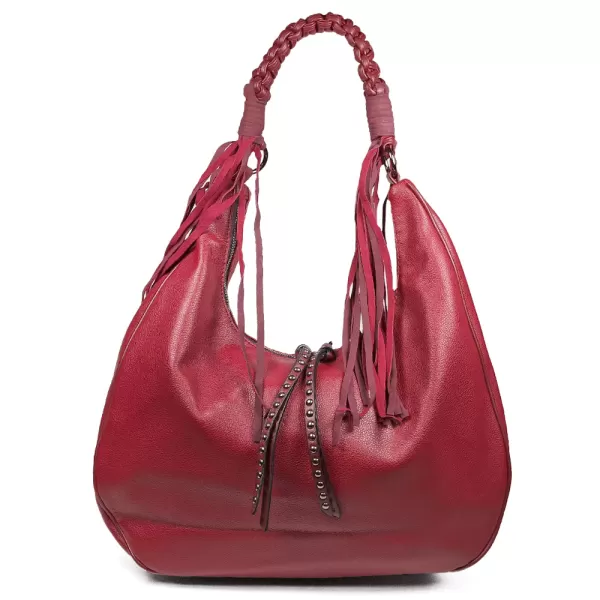 Дамска ефектна чанта тип торба в червен цвят 75113-3