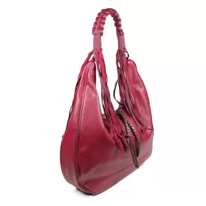 Дамска ефектна чанта тип торба в червен цвят 75113...