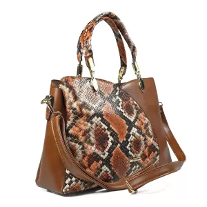 Дамска елегантна чанта от еко кожа в кафяво 75115-...