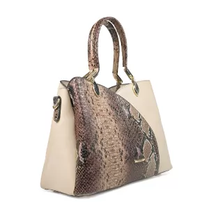 Дамска елегантна чанта от еко кожа в бежово 75115-4