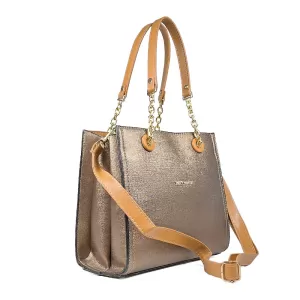 Дамска кокетна чанта от еко кожа в цвят бакър 75116-2