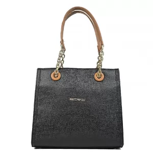 Дамска кокетна чанта от еко кожа в черен цвят 75116-3