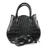 Кокетна дамска лачена чанта в черно с дълги дръжки 75121-2
