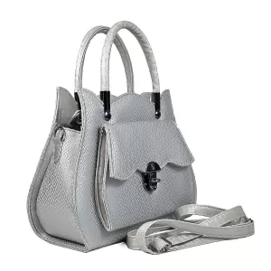 Кокетна дамска чанта в сиво с дълги дръжки 75121-3