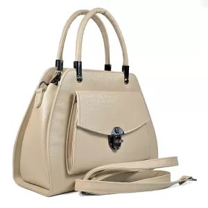 Ежедневна дамска кожена чанта в бежов цвят 72122-2