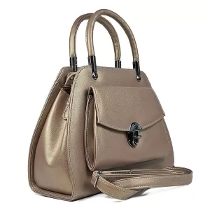 Ежедневна дамска кожена чанта в бронзов цвят 72122-5
