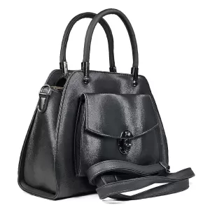 Ежедневна дамска кожена чанта в черен цвят 72122-6