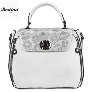 Дамска чанта Berlina от еко кожа в бял цвят 75128-...