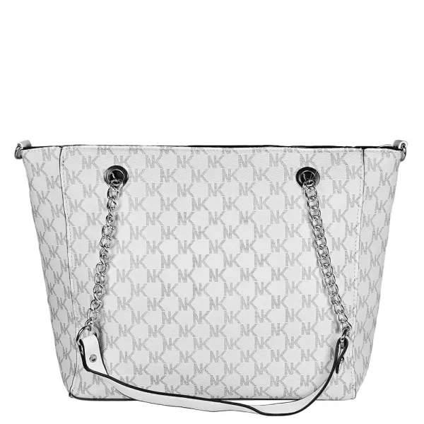 Дамска ефектна чанта от еко кожа в бял цвят 85003-1