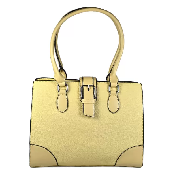 Дамска елегантна чанта от еко кожа в жълт цвят 85008-2