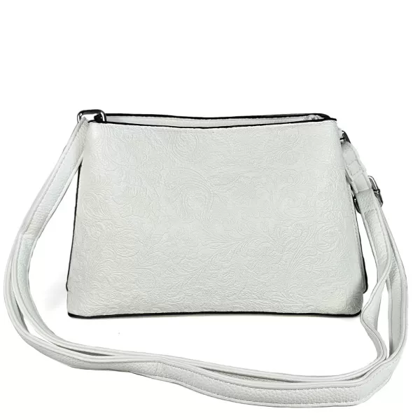 Дамска чанта с лазерна декорация в бял цвят 85009-2