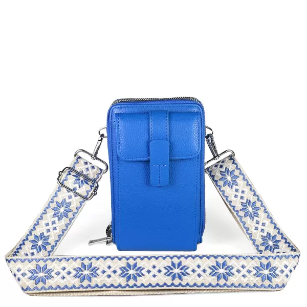 Малка чанта през рамо от еко кожа в син цвят 85013-5