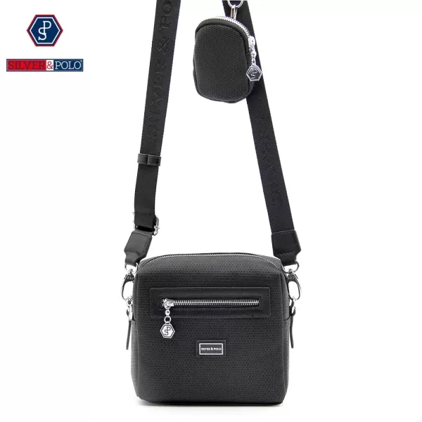 Дамска чанта през рамо SP1038-1 Silver Polo в черен цвят