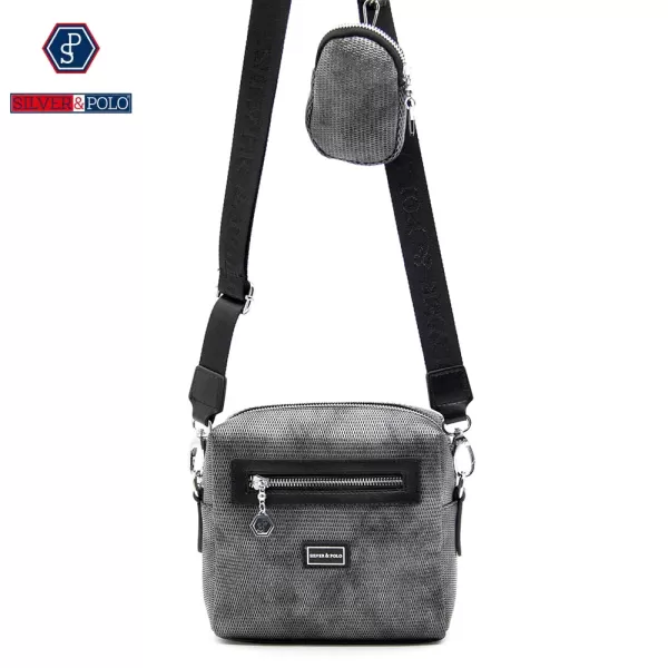 Дамска чанта през рамо SP1038-4 Silver Polo в цвят графит