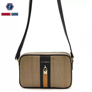 Silver Polo Brown-Black SP1095-2 дамска чанта през...