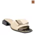 Елегантни дамски чехли в бежов цвят с нисък ток 21558-1