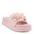Розови дамски чехли с цветя на платформа 21724-4