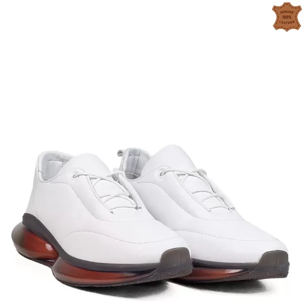 Дамски спортни обувки от естествена кожа в бял цвят 21485-3