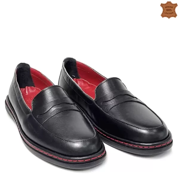 Черни равни дамски ежедневни обувки 21037-1