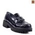 Модерни дамски обувки от естествен тъмно син лак 21102-2