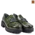 Модерни дамски обувки от естествен зелен лак 21102...