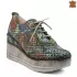Цветни кожени дамски пролетни обувки на платформа 21158-5