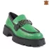 Модерни дамски обувки тип мокасини в зелен цвят 21165-4