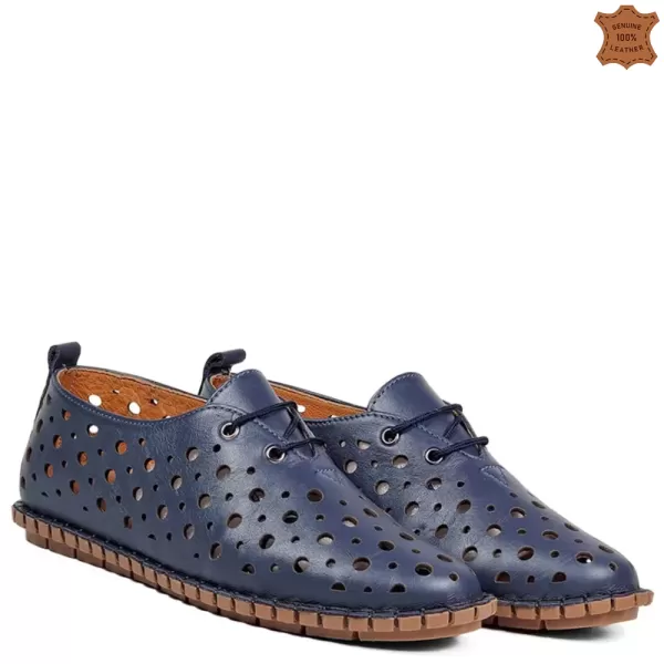 Сини дамски пролетно летни обувки с перфорация 21185-1