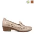 Бежови дамски летни обувки с нисък ток от естествена кожа 21195-2
