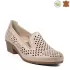 Бежови дамски летни обувки с нисък ток от естествена кожа 21195-2