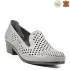 Сиви дамски летни обувки с нисък ток от естествена кожа 21195-4