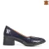 Сини дамски всекидневни обувки  от естествена кожа с ток 21198-1